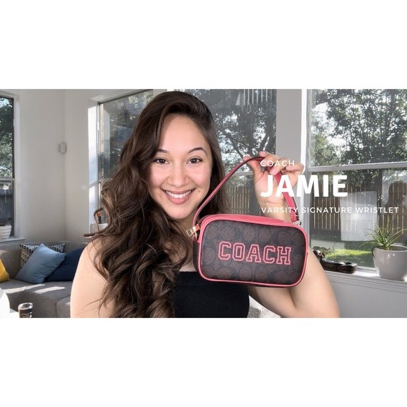 Coach CB851 Jamie Wristlet In Signature Canvas With Varsity Motif NET Org $178 - Picture 8 of 9